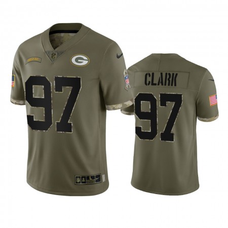 Maillot Homme Green Bay Packers Kenny Clark 97 Olive 2022 Salute To Service